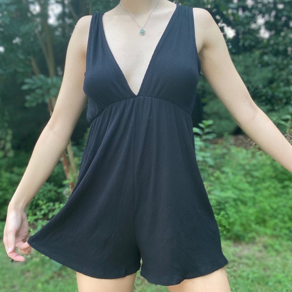 NWT Urban Outfitters Black V-Neck Romper